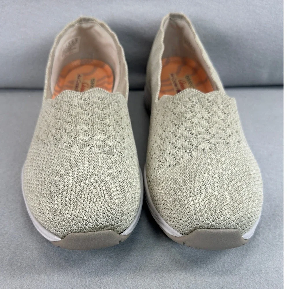 Skechers Seager Stat Classic Fit Women 9 Taupe Knit Memory Foam Slip On Loafers